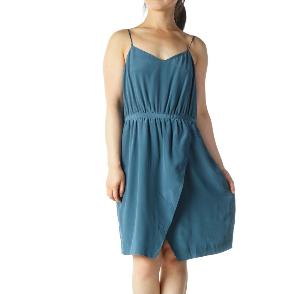 NWT Madewell Blue Slitted Cocktail Dress Sz 10